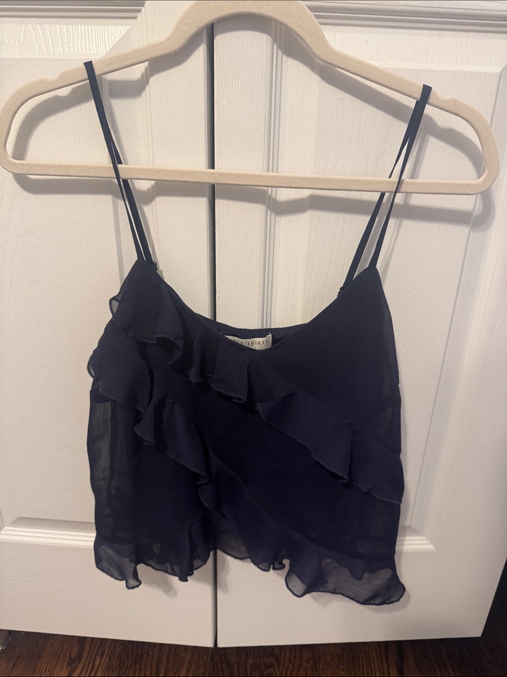 Navy Ruffle Chiffon Camisole Tank